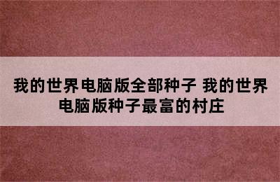 我的世界电脑版全部种子 我的世界电脑版种子最富的村庄